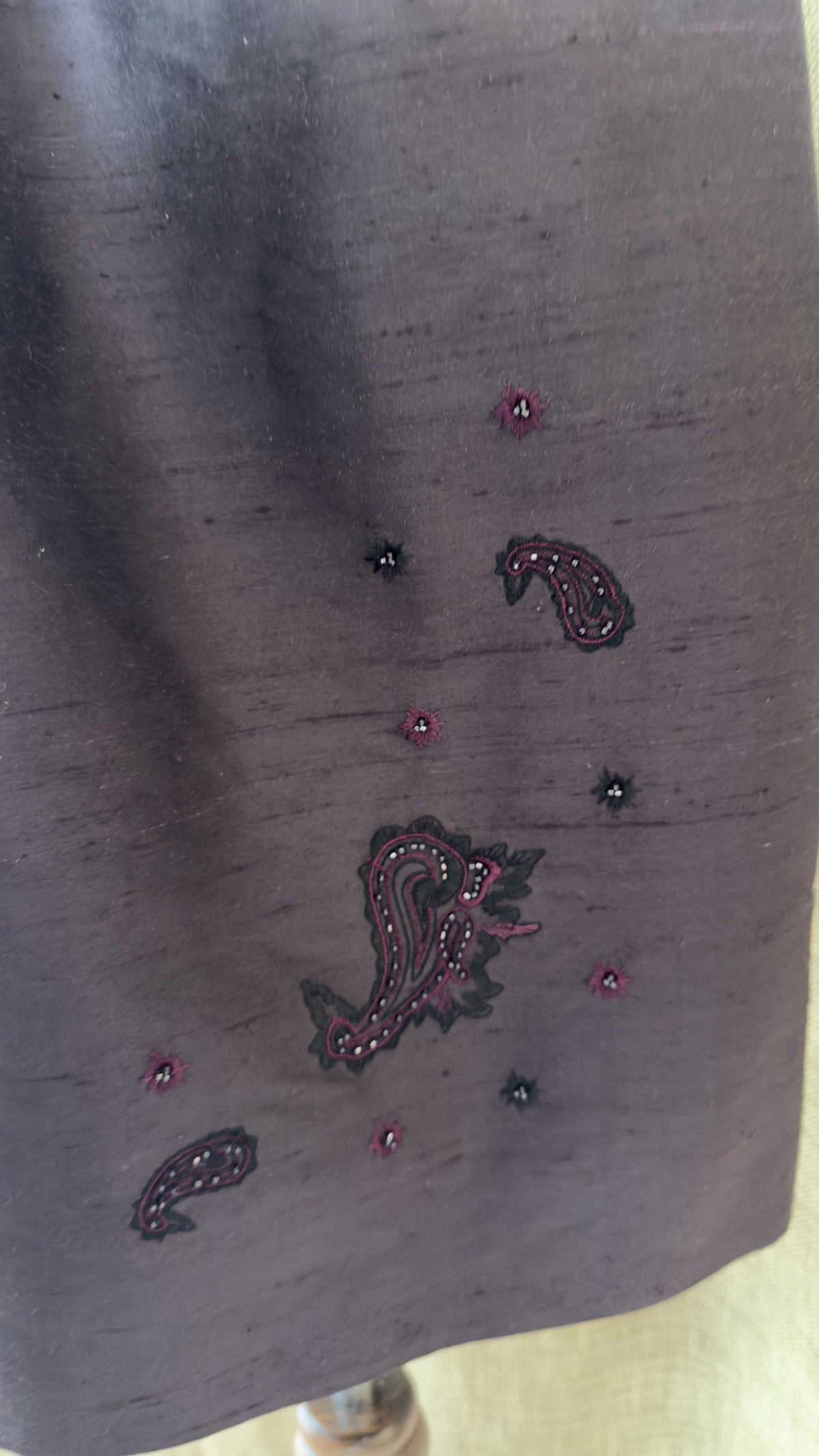 Casual Corner silk skirt beaded floral detail
