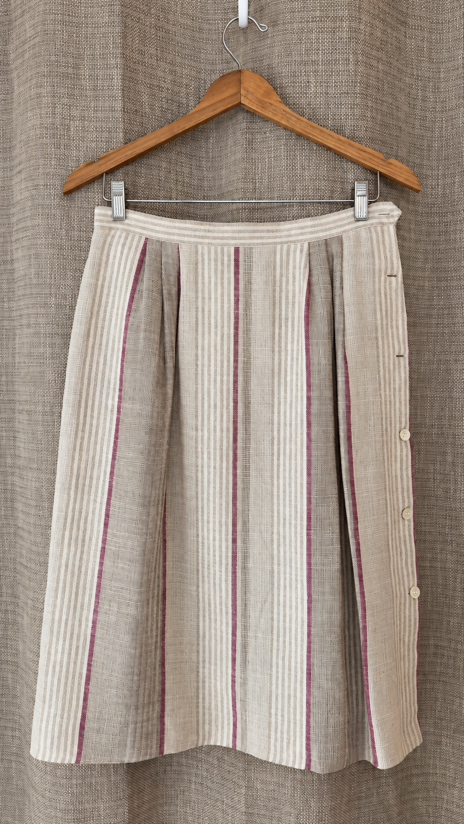INV-043 Megan Ltd. 1980s linen skirt hanging front