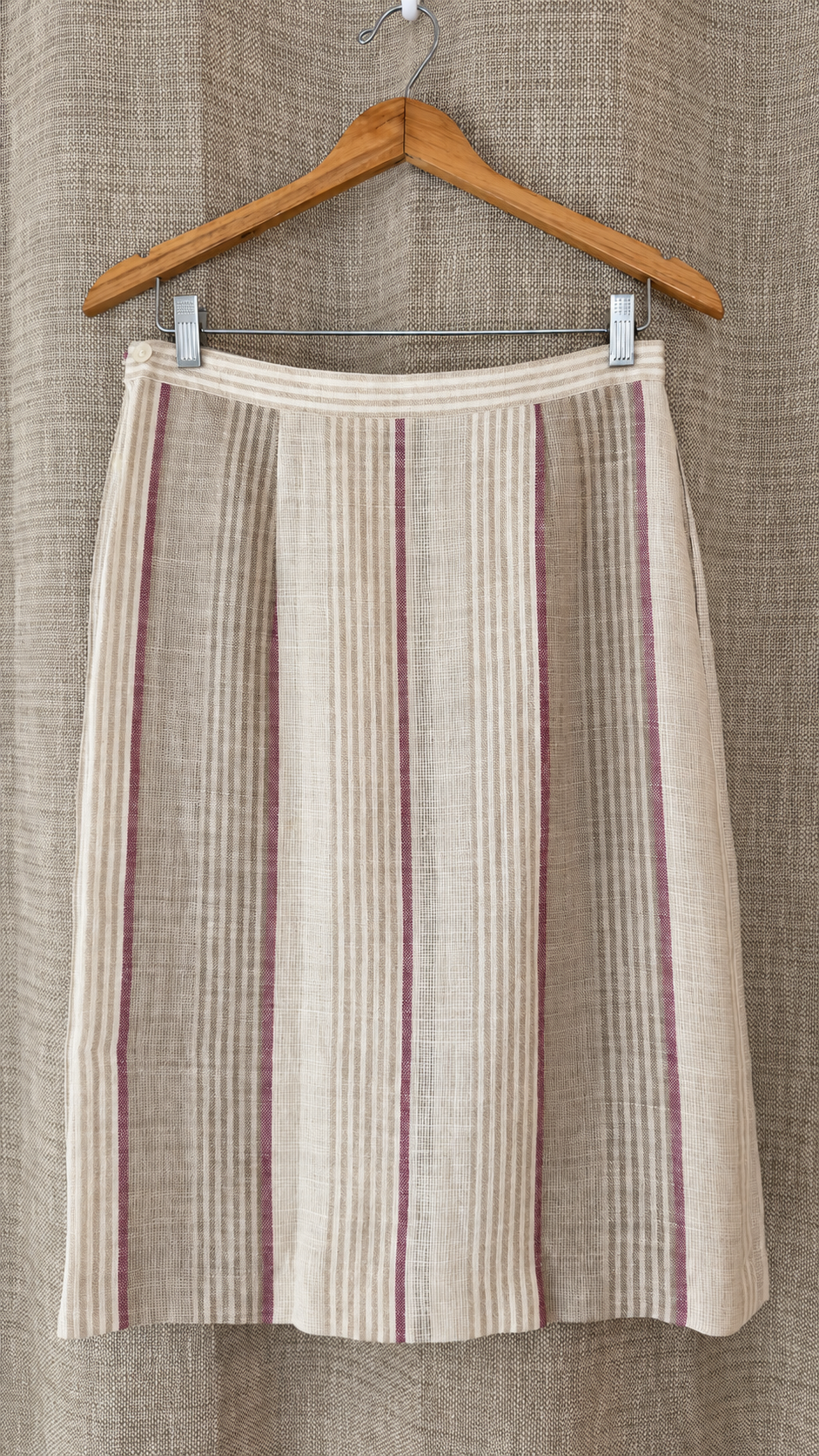 INV-043 Megan Ltd. 1980s linen skirt hanging back