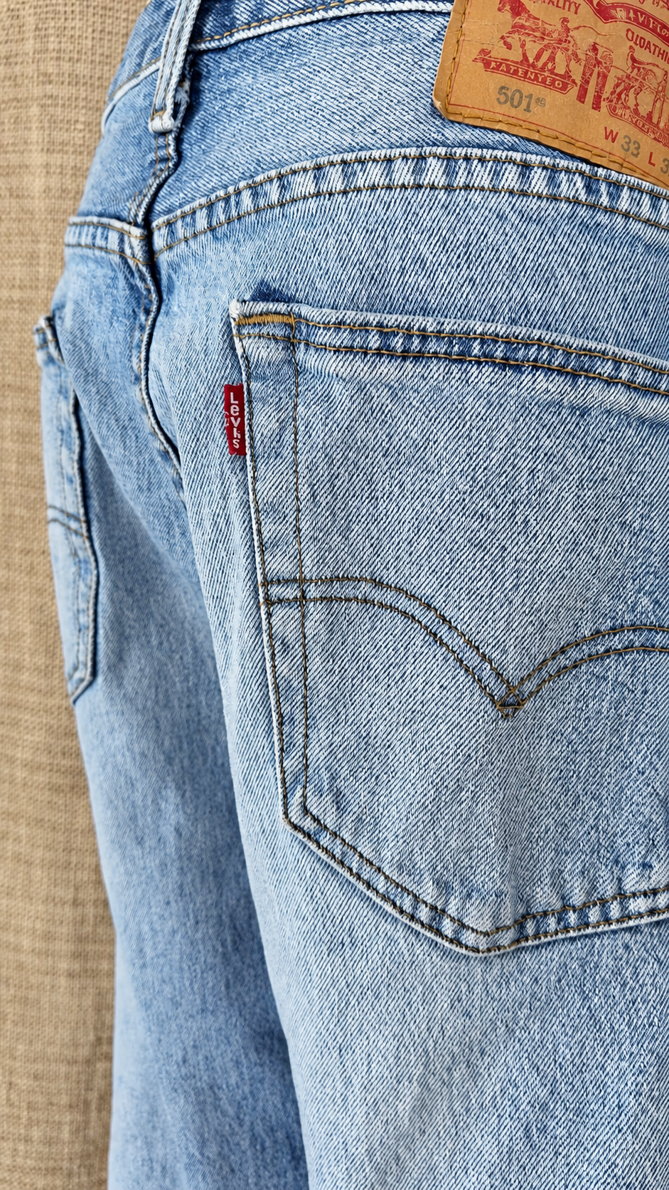 Levi's 501 red tab and back pocket detail