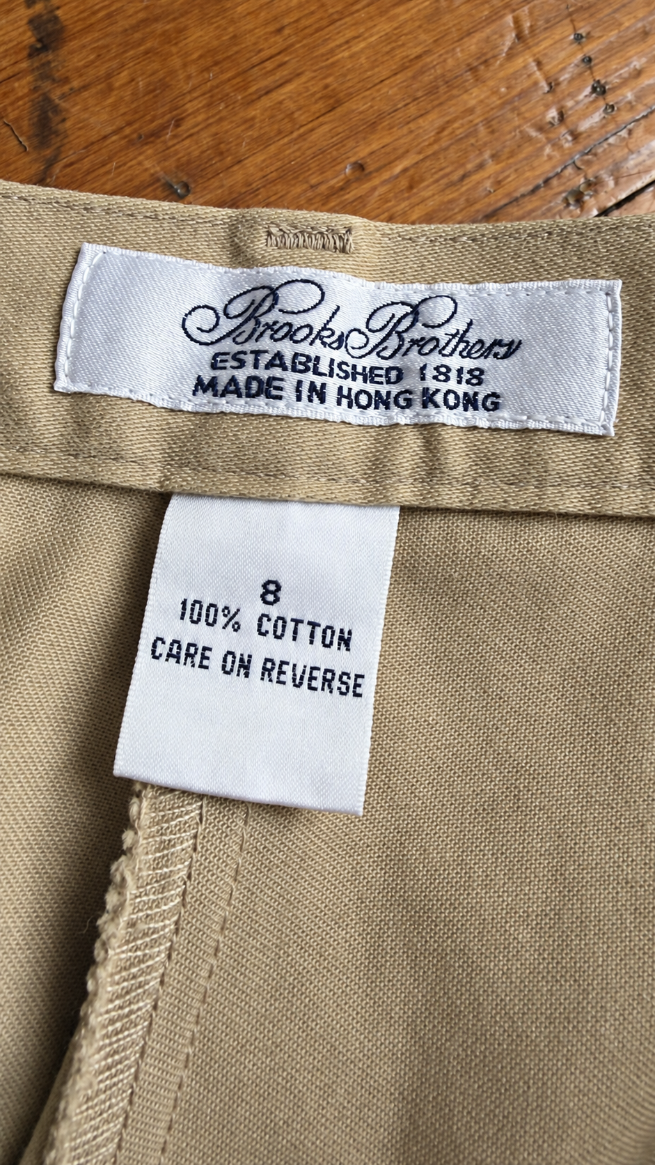 INV-097 Brooks Brothers fabric care label