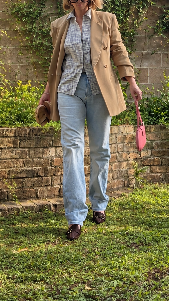 Jones New York camel silk blazer alternate editorial view