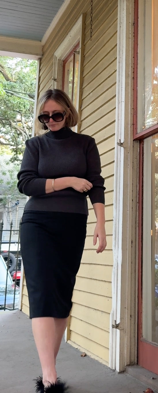INV-266 Brooks Brothers sweater editorial with Façonnable skirt